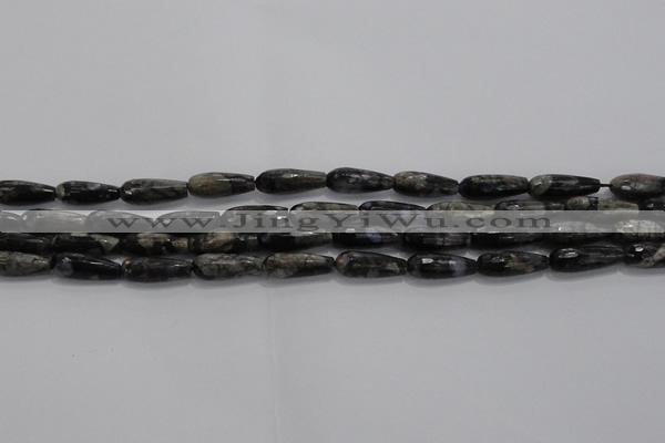 CTR78 15.5 inches 6*16mm faceted teardrop grey opal gemstone beads