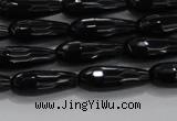 CTR82 15.5 inches 6*16mm faceted teardrop black agate beads