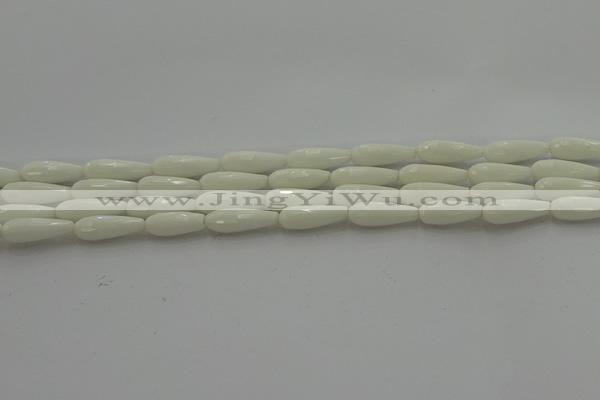 CTR83 15.5 inches 6*16mm faceted teardrop white porcelain beads