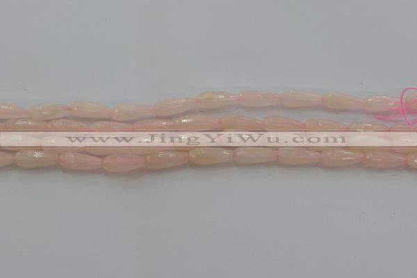 CTR84 15.5 inches 6*16mm faceted teardrop peach stone beads