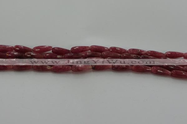 CTR86 15.5 inches 6*16mm faceted teardrop strawberry quartz beads