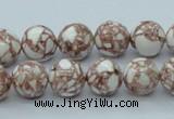 CTU106 16 inches 12mm round dyed flower turquoise beads wholesale