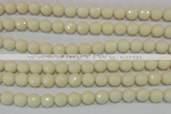 CTU1448 15.5 inches 18mm faceted round synthetic turquoise beads