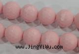 CTU1515 15.5 inches 12mm faceted round synthetic turquoise beads
