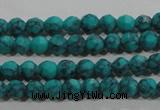 CTU1681 15.5 inches 4mm faceted round synthetic turquoise beads