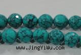 CTU1684 15.5 inches 10mm faceted round synthetic turquoise beads