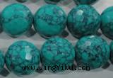 CTU1688 15.5 inches 18mm faceted round synthetic turquoise beads