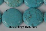 CTU1888 15.5 inches 25mm flat round imitation turquoise beads