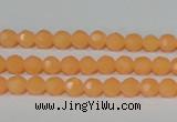 CTU2539 15.5 inches 4mm faceted round synthetic turquoise beads
