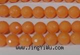 CTU2541 15.5 inches 8mm faceted round synthetic turquoise beads