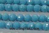CTU2590 15.5 inches 4mm faceted round synthetic turquoise beads