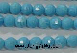 CTU2591 15.5 inches 6mm faceted round synthetic turquoise beads