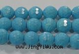 CTU2592 15.5 inches 8mm faceted round synthetic turquoise beads