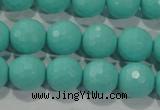 CTU2783 15.5 inches 10mm faceted round synthetic turquoise beads