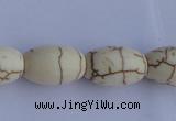 CTU38 15.5 inches 10*16mm rice shape white turquoise beads Wholesale