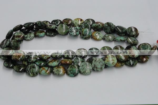CTU416 15.5 inches 16mm flat round African turquoise beads wholesale