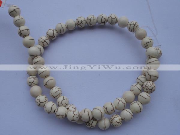 CTU69 15.5 inches 12mm round white turquoise strand beads Wholesale