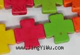 CTU732 15.5 inches 20*20mm cross dyed turquoise beads wholesale