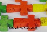 CTU735 15.5 inches 20*30mm cross dyed turquoise beads wholesale