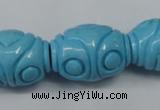 CTU886 15.5 inches 20*26mm carved rice dyed turquoise beads