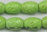CTU891 15.5 inches 14*20mm carved rice dyed turquoise beads