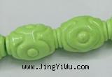 CTU893 15.5 inches 18*25mm carved rice dyed turquoise beads