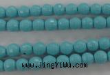 CTU911 15.5 inches 6mm faceted round synthetic turquoise beads