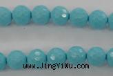 CTU913 15.5 inches 10mm faceted round synthetic turquoise beads