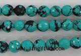 CTU932 15.5 inches 8mm faceted round synthetic turquoise beads