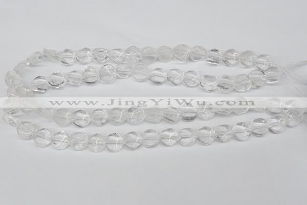 CTW01 15.5 inches 12mm twisted coin white crystal beads wholesale