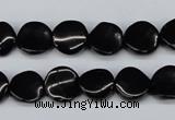 CTW03 15.5 inches 12mm twisted coin black agate beads wholesale