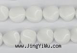 CTW08 15.5 inches 12mm twisted coin white agate beads wholesale