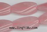 CTW106 15.5 inches 15*30mm twisted rectangle rose quartz beads