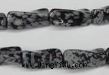 CTW122 15.5 inches 10*20mm twisted trihedron snowflake obsidian beads