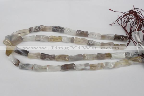 CTW123 15.5 inches 9*20mm twisted trihedron botswana agate beads