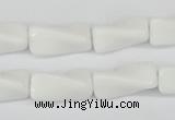 CTW127 15.5 inches 9*20mm twisted trihedron white agate beads