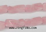 CTW133 15.5 inches 9*20mm twisted trihedron rose quartz beads