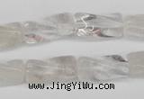 CTW137 15.5 inches 9*20mm twisted trihedron white crystal beads