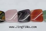 CTW164 15.5 inches 15*15mm twisted square mixed gemstone beads