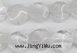 CTW29 15.5 inches 16mm twisted coin white crystal beads wholesale