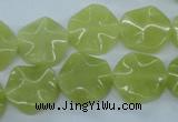 CTW300 15.5 inches 16mm wavy coin olive jade gemstone beads