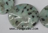CTW313 15.5 inches 30*35mm wavy oval sesame jasper gemstone beads