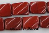 CTW382 15.5 inches 15*20mm twisted rectangle red jasper beads