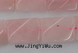 CTW391 15.5 inches 18*25mm twisted rectangle rose quartz beads