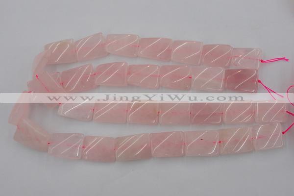CTW391 15.5 inches 18*25mm twisted rectangle rose quartz beads