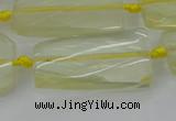 CTW455 20*38mm faceted & twisted rectangle lemon quartz beads