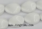 CTW76 15.5 inches 15*20mm twisted oval white agate gemstone beads