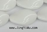 CTW99 15.5 inches 18*30mm twisted oval white agate gemstone beads