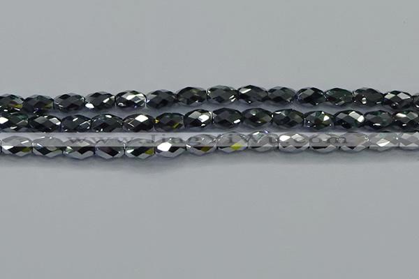 CTZ648 15.5 inches 7*11mm faceted rice terahertz beads wholesale