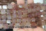 CUBS52 15 inches 8 - 9mm cube strawberry quartz gemstone beads wholesale
